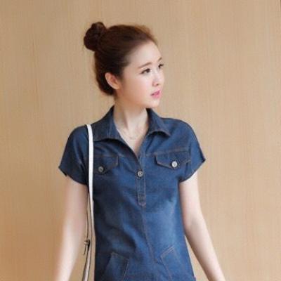 ĐẦM JEAN KIỂU CỔ SƠ MI FORM SUÔNG - N02